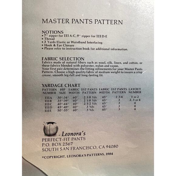 Leonora's perfect-fit  pants pattern size hip 35 - Picture 4 of 4
